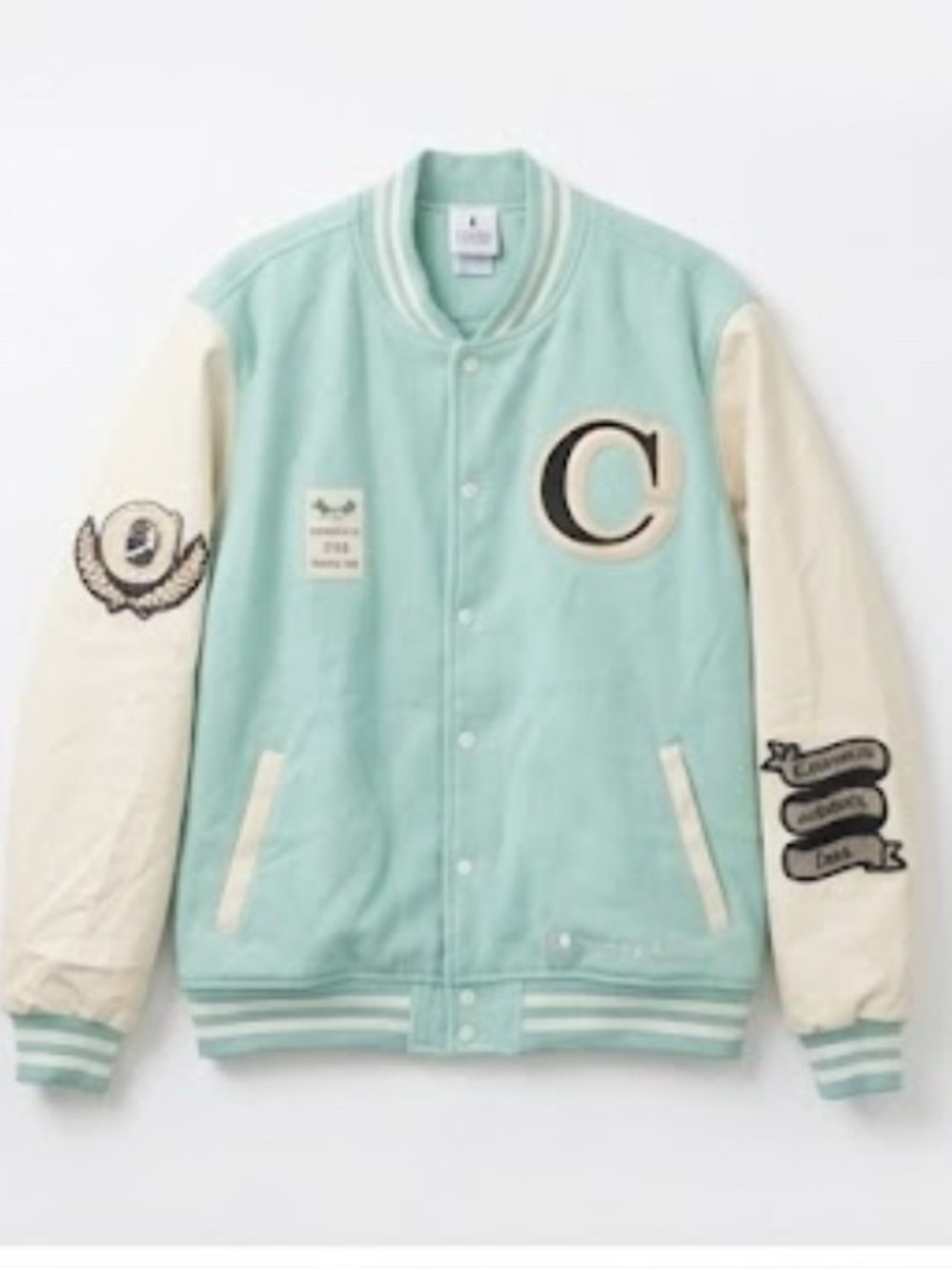 Mint & Cream Varsity Jacket with 'C' Patch